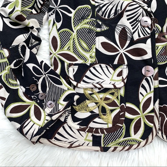 Silk Land Floral Embroidered Silk Blazer Womens M - Picture 4 of 9